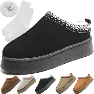 Platform Slippers for Women Slippers, Nonslip Clogs for Women 2024,Anti-Slip Mini Boots Fur Fleece Lined Sneakers Short Ankle Boot Comfy House Slippers with socks