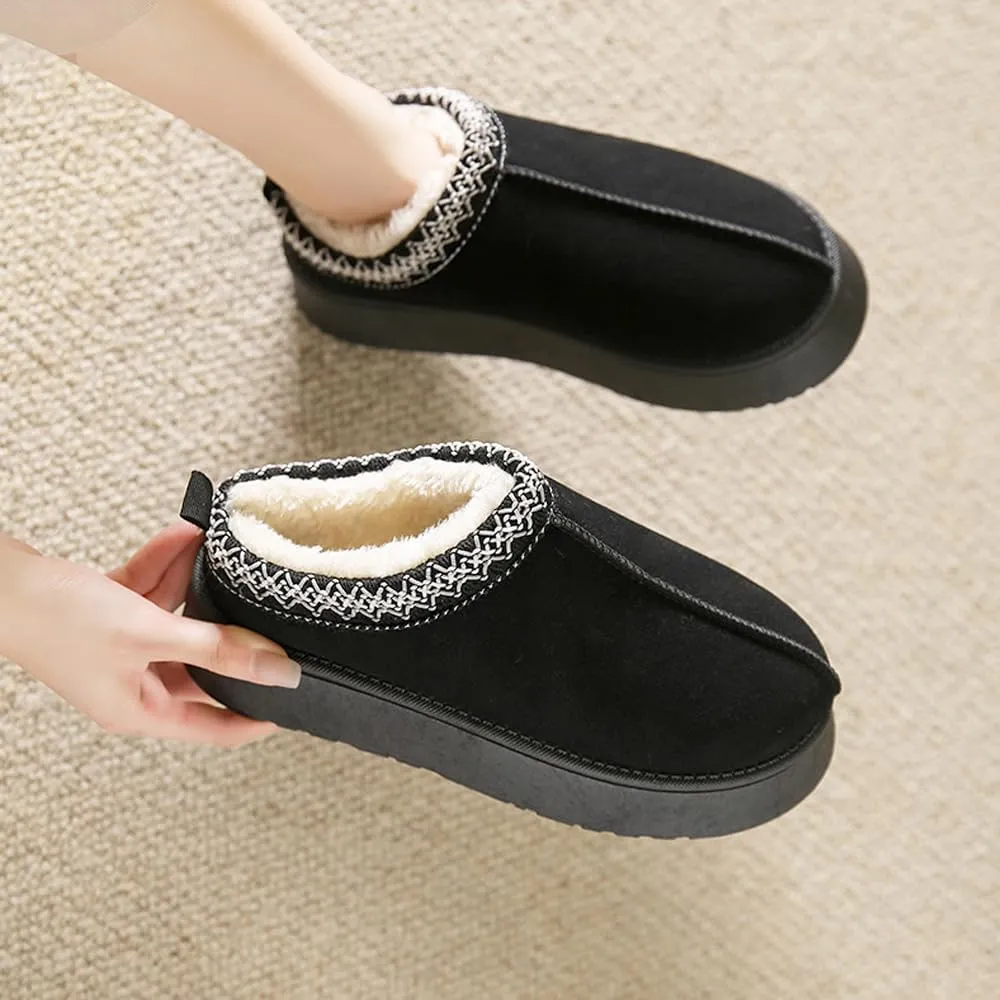 Platform Slippers for Women Slippers, Nonslip Clogs for Women 2024,Anti-Slip Mini Boots Fur Fleece Lined Sneakers Short Ankle Boot Comfy House Slippers with socks
