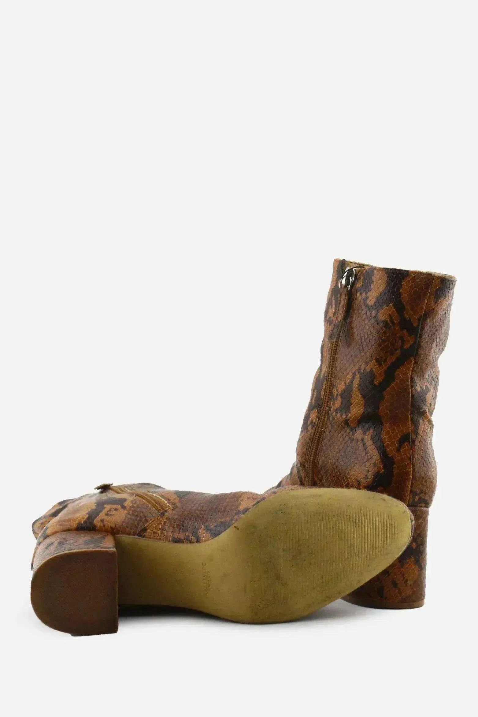Urban Outfitters Zipper Block Ankle Boots | 100% Authentic Leather