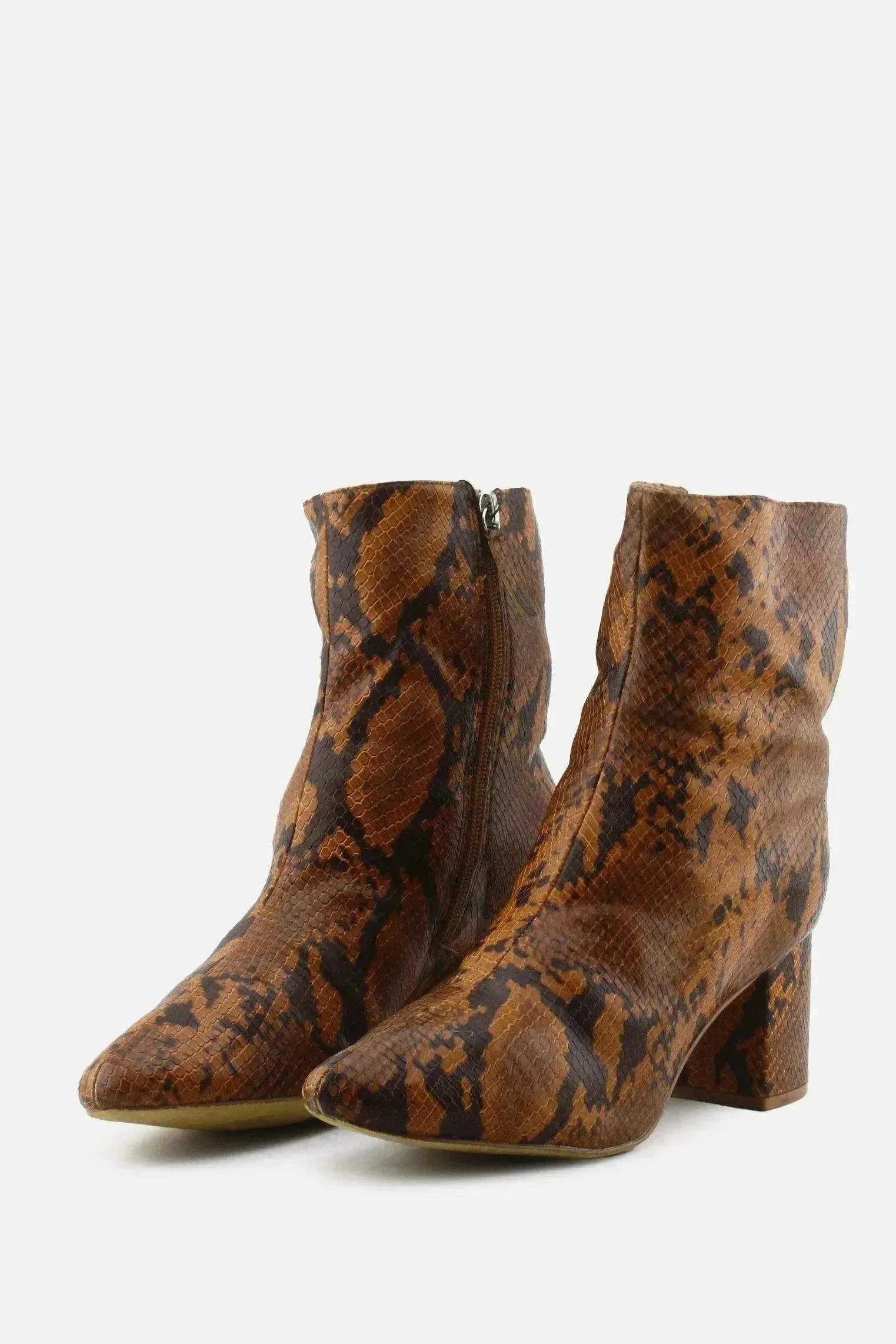 Urban Outfitters Zipper Block Ankle Boots | 100% Authentic Leather
